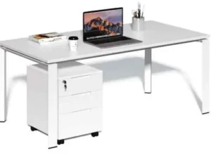 Executive Staff  office desk Pearl white size:  140x70X75 cm. with Mobile 3d drawers with lock.. High quality.  Melamine finishing. 25 mm thickness. Heat and anti scratches proof.