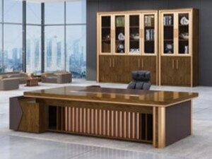 Manager office desk color Same as picture, size: 220x100x75 cm. with side desk and built in 3d drawers with lock.. High quality.  Melamine finishing. 45 mm thickness. Heat and anti scratches proof.